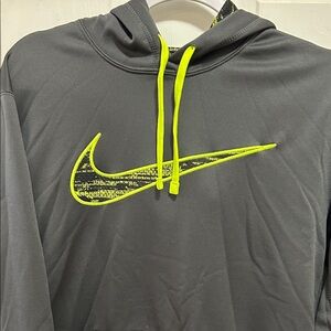 Nike Dark Grey Hoodie with Neon Yellow Details